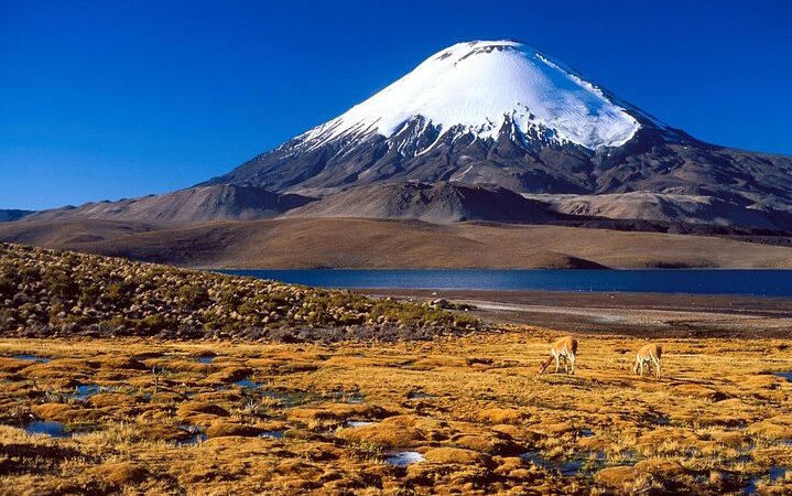 Parque Nacional Lauca y lago Chungará desde Arica